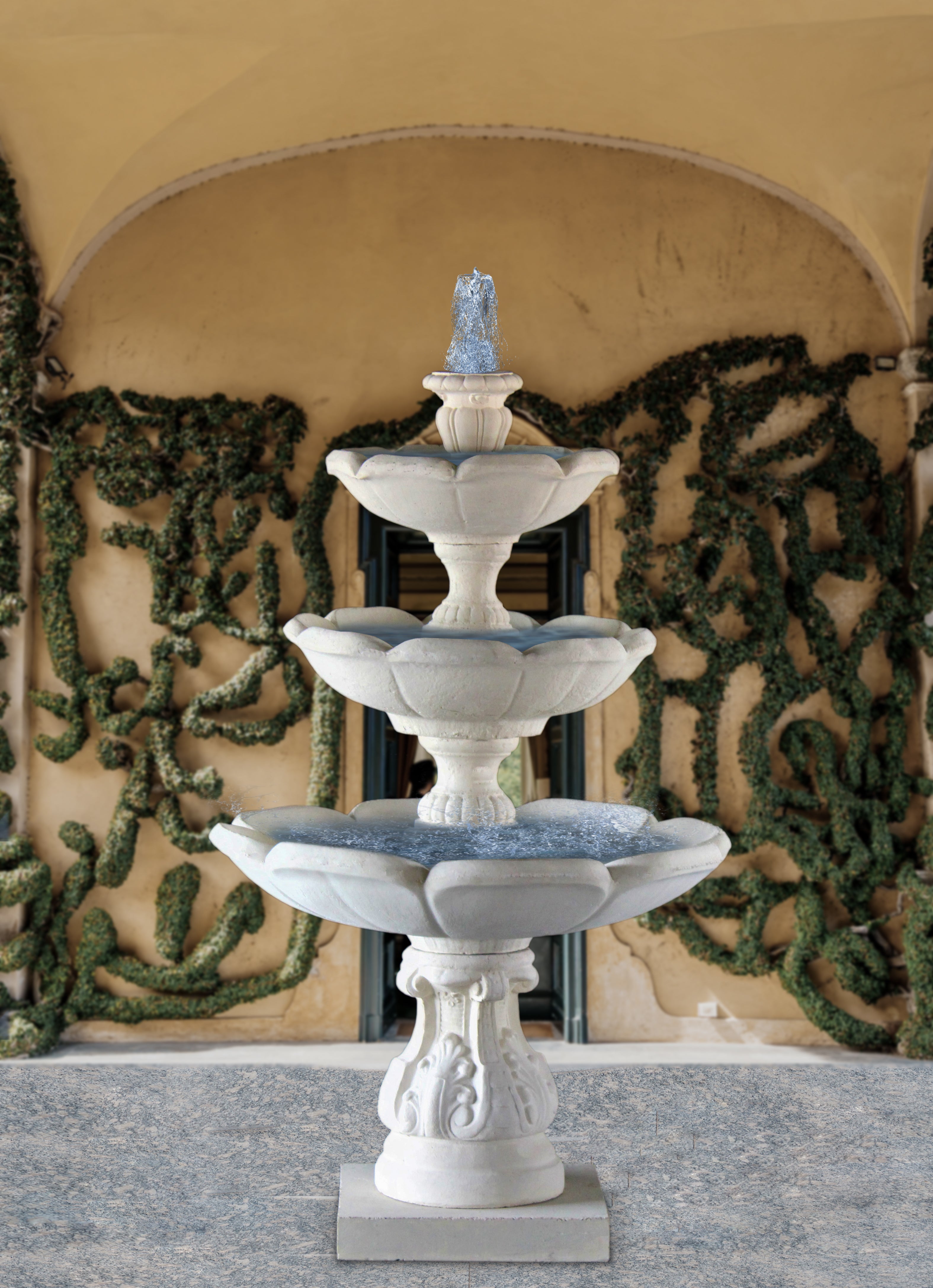 3_TIER_PETAL_WATER_FOUNTAIN - Cast Stone International 