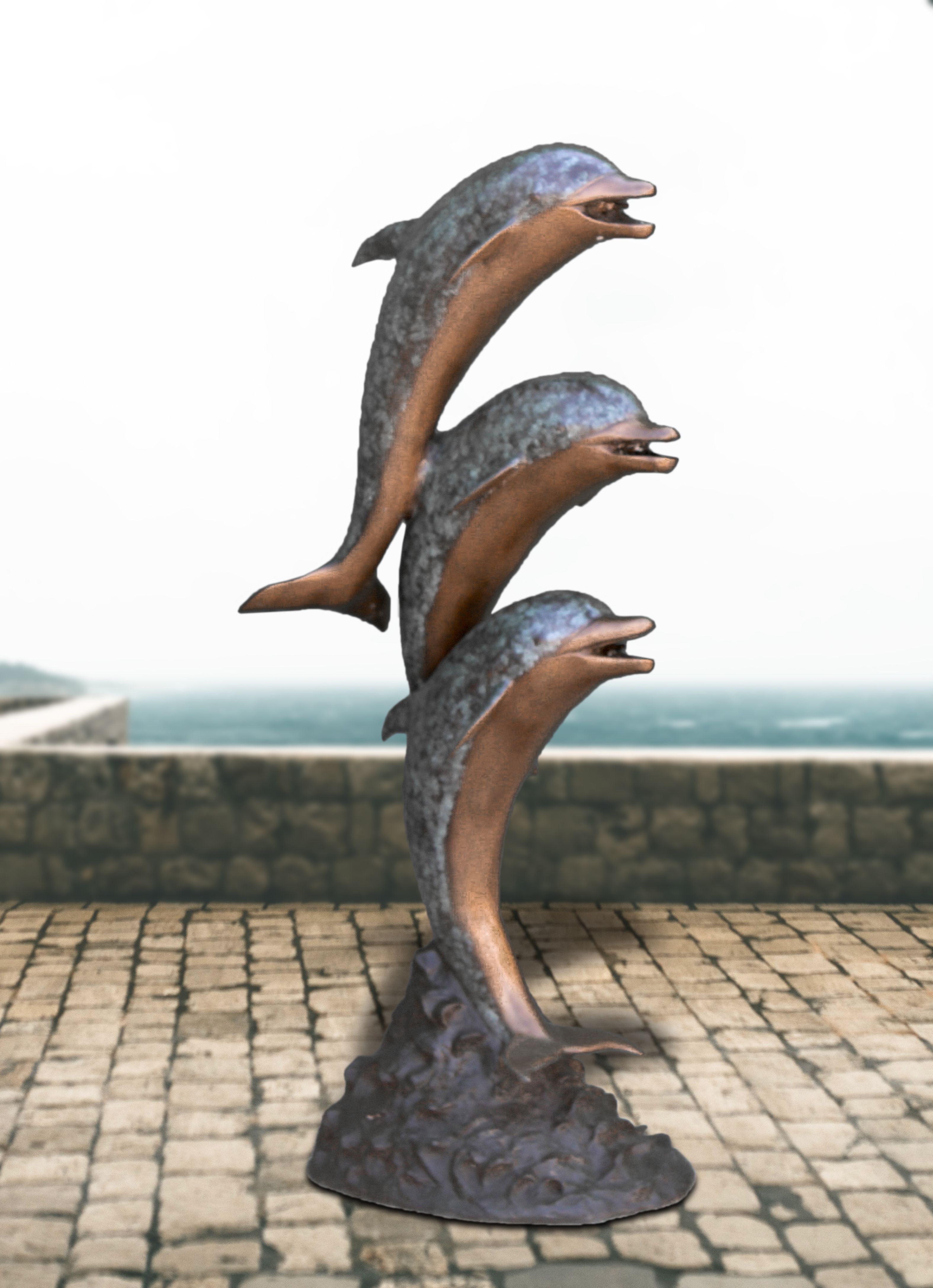 DOLPHINS_DANCE_BRONZE_STATUE - Cast Stone International 