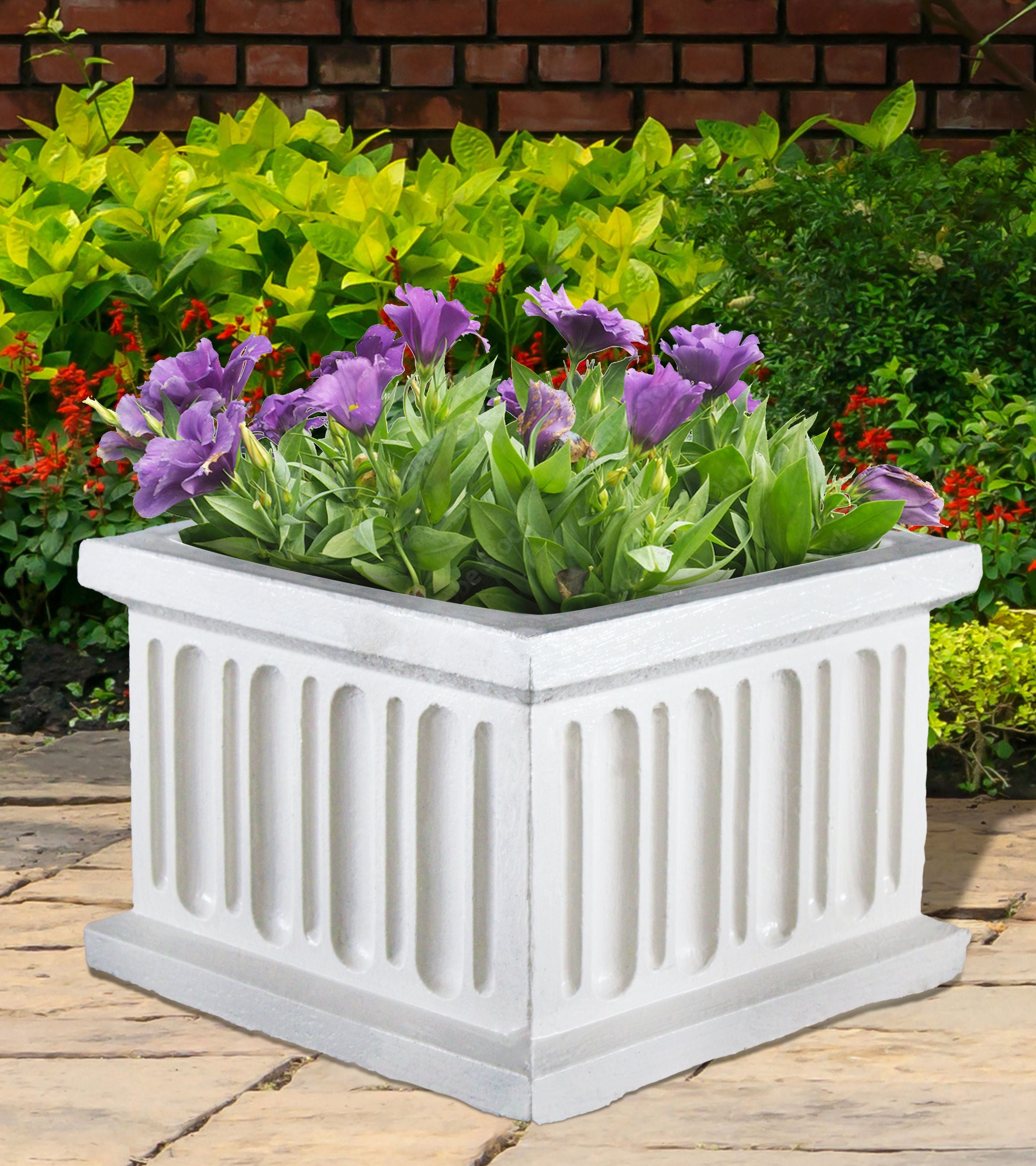 FLUTED_SQUARE_PLANTER - Cast Stone International 