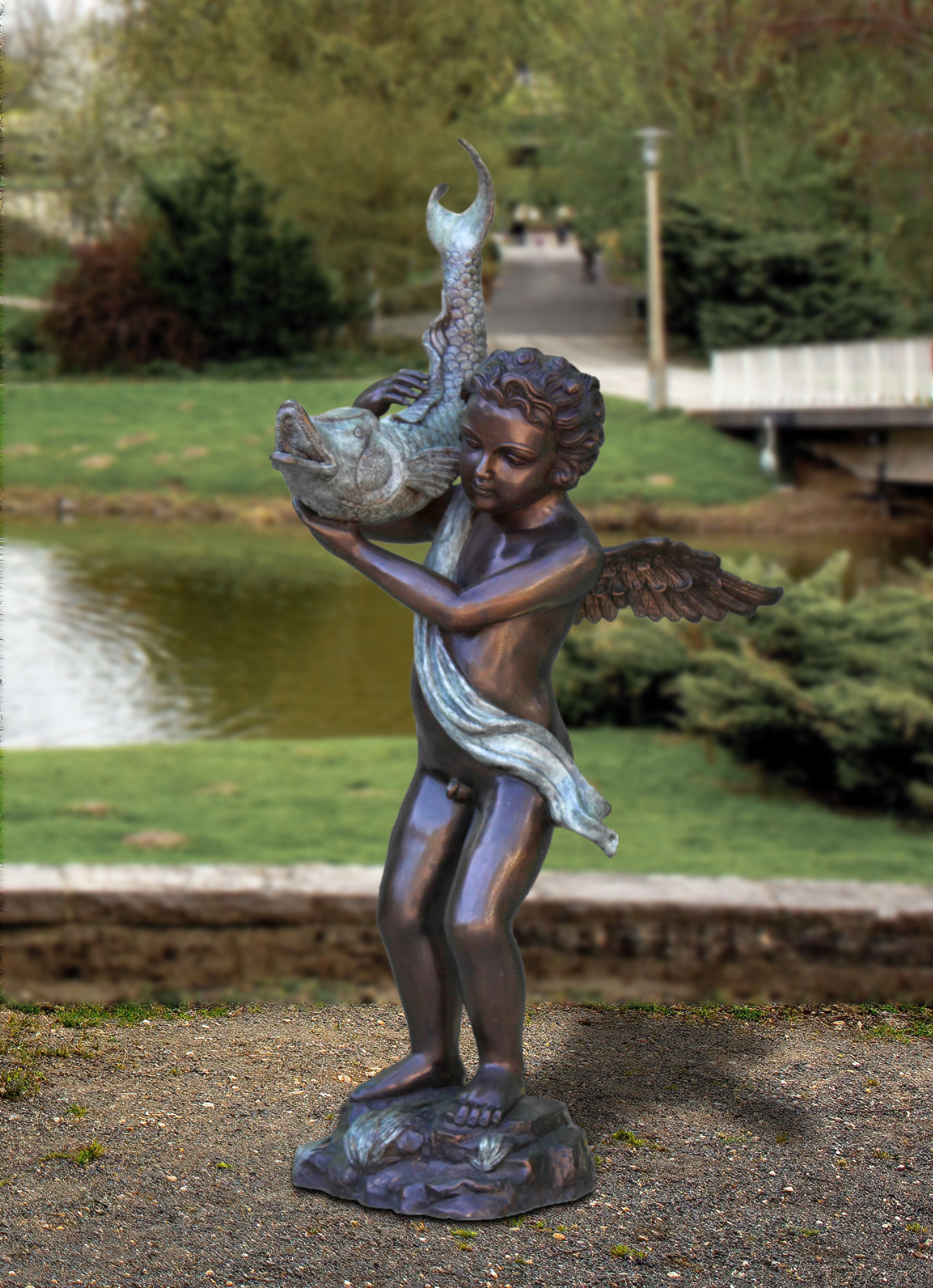 HARMONYS_CATCH_BRONZE_STATUE - Cast Stone International 