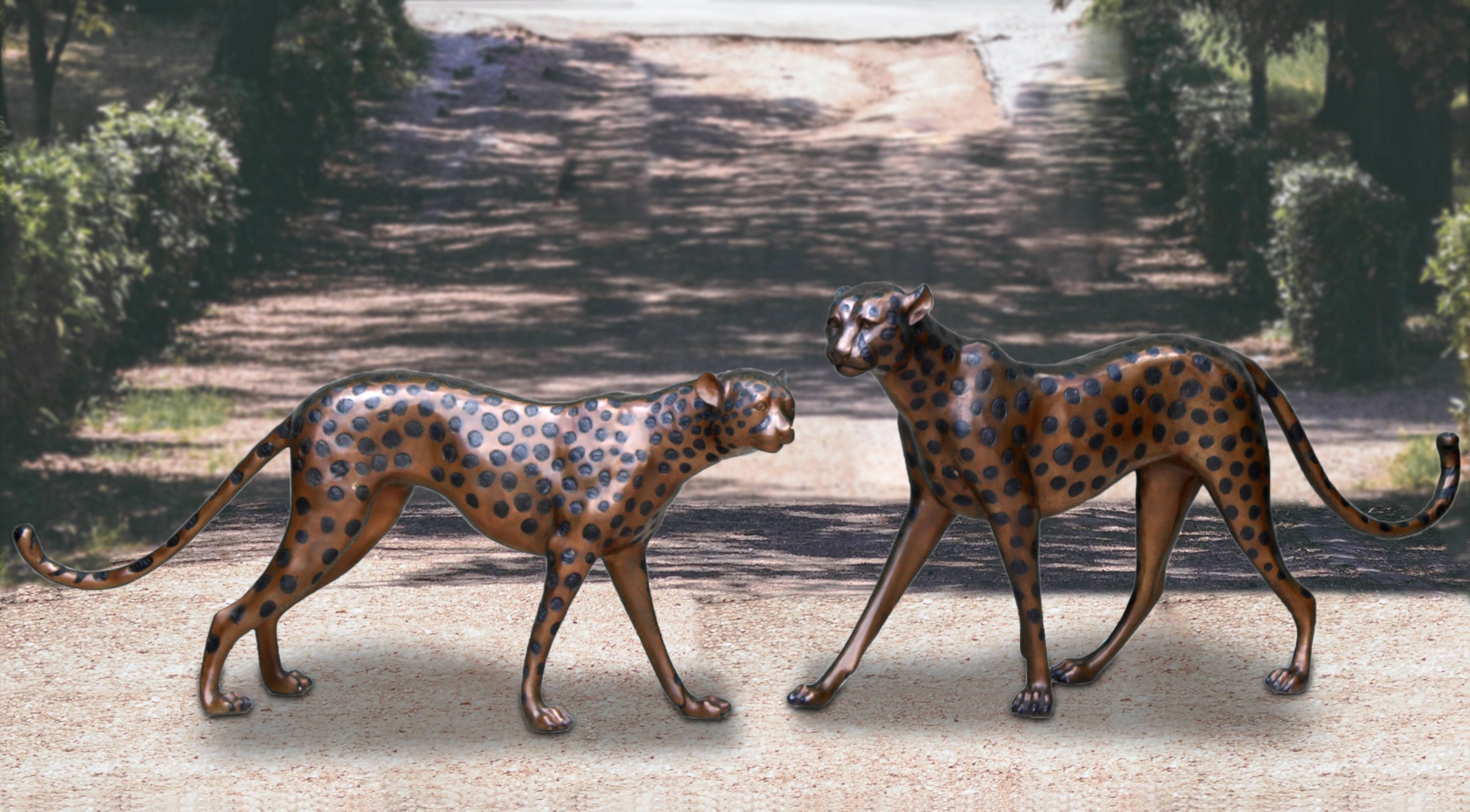 PairofWalkingCheetahs - Cast Stone International 