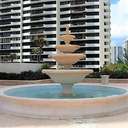 PalermoFour-TierWaterFountainwithPoolBasin - Cast Stone International 