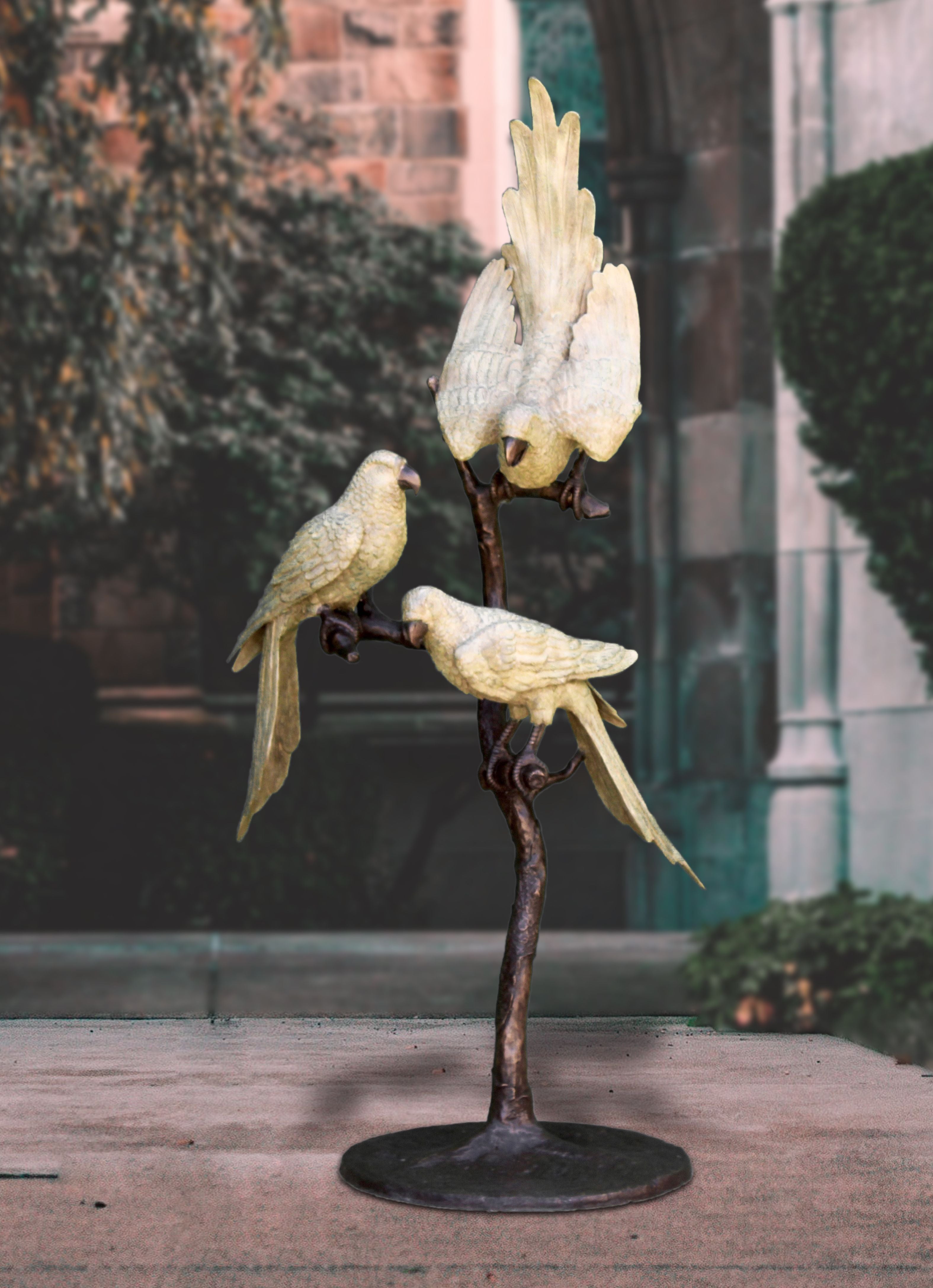 ParrotsParadiseBronzeStatue - Cast Stone International 