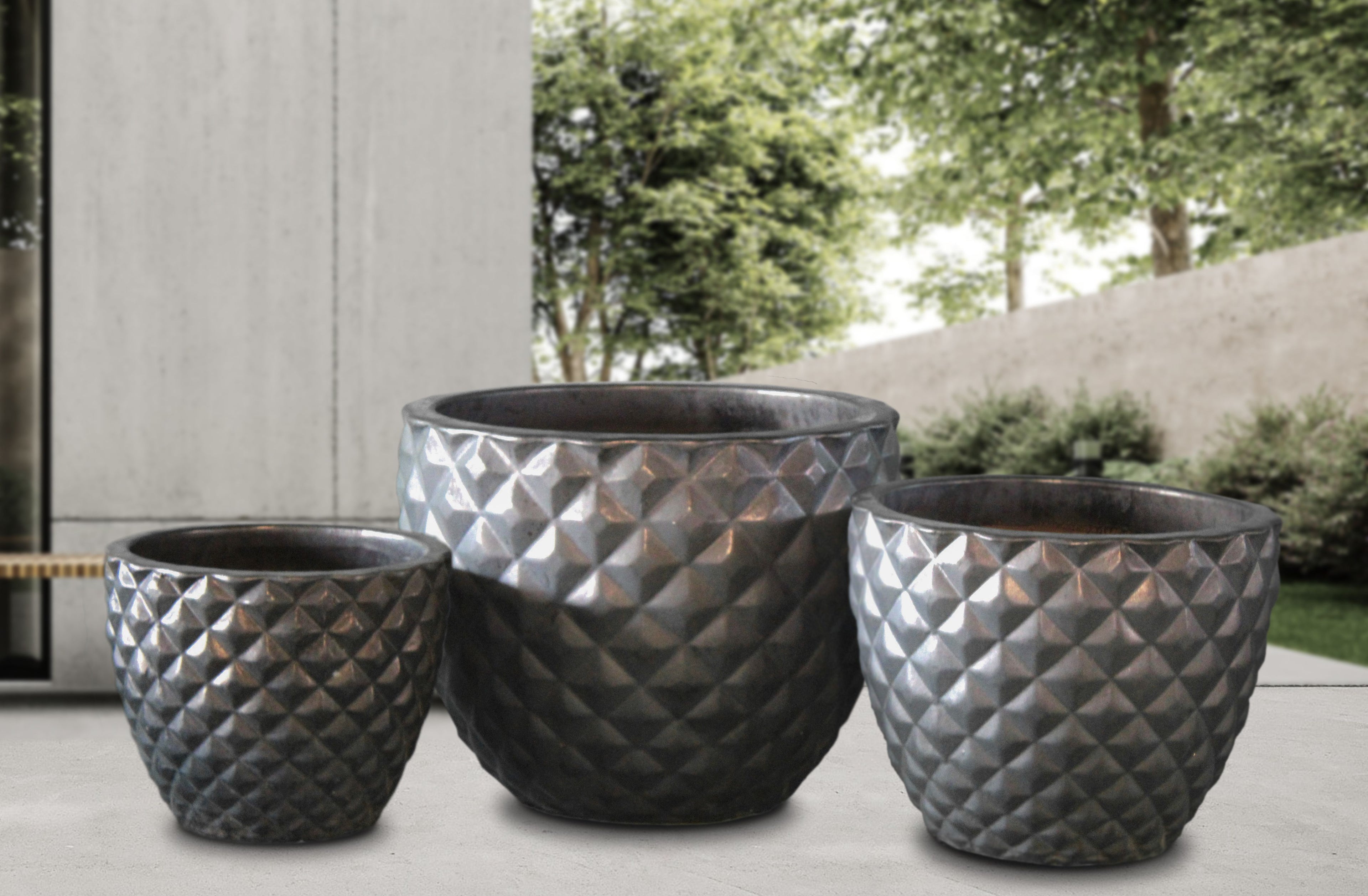 SET_OF_3_REGENCY_PLANTERS - Cast Stone International 