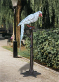 VERDE_GREEN_PAROT_ON_TREE_LOG_BRONZE_STATUE - Cast Stone International 